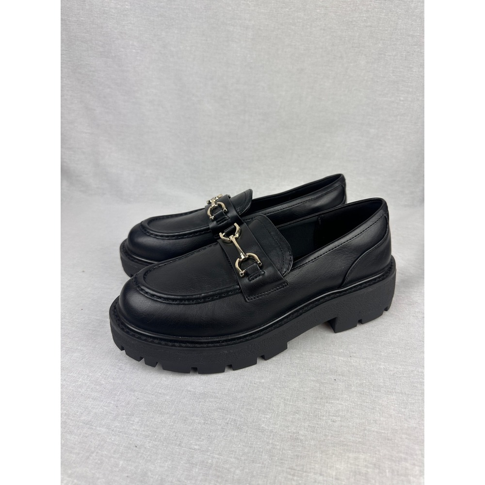 Wild Fable Black Lug Sole Loafers Horsebit Detail Memory Foam Size 8.5 - Picture 1 of 8